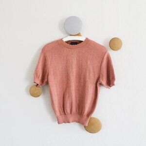 Vintage Southern Lady Cropped Knit Short Sleeve Top - Size Medium